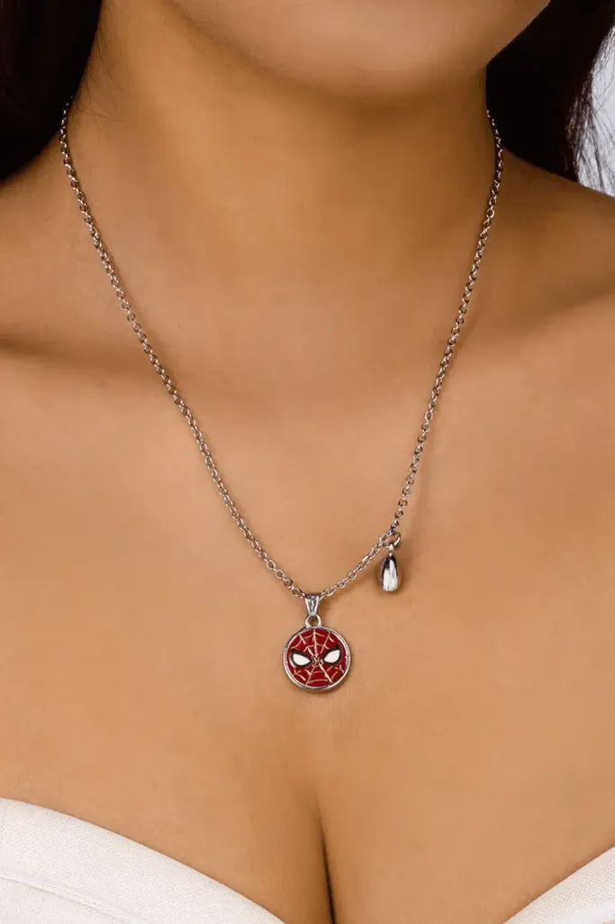 Silver Spiderman Charm Necklace - Image 1