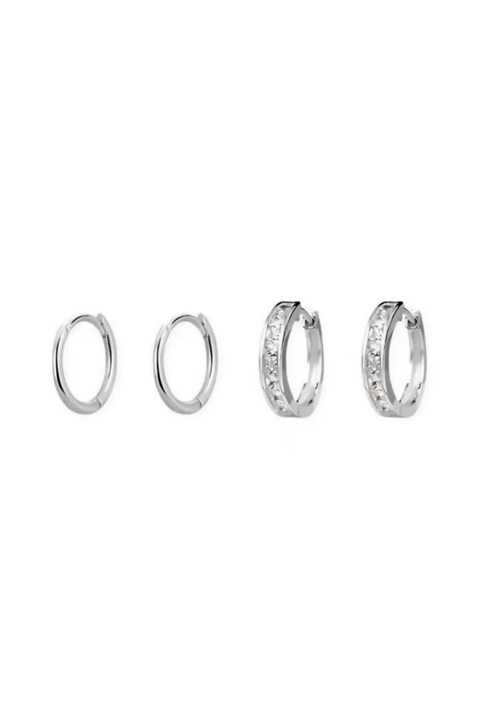 Silver Elegance Set Of 2 Hoop Earrings - Image 1