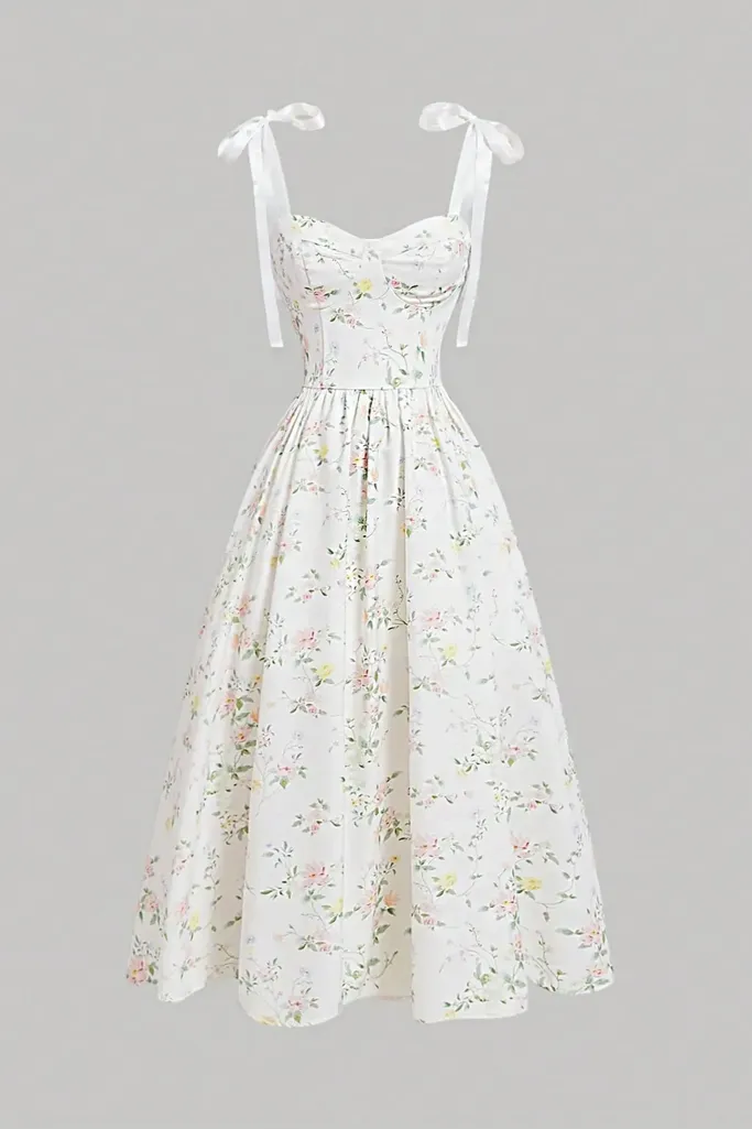 White Sweetheart Floral Maxi Dress - Image 1