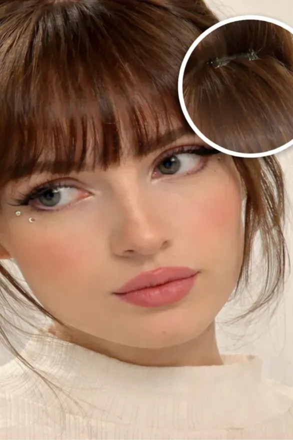 Brown Clip On Bangs - Image 1
