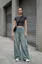 Blue Mid Rise Wide Leg Jeans