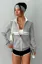 Grey Zip Collar Striped Jacket