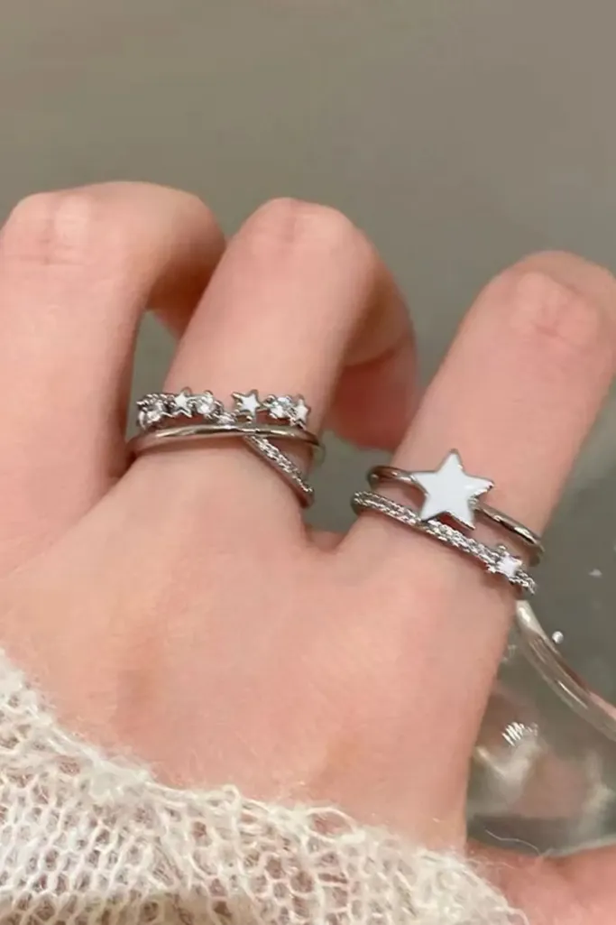 Silver Star Set Of 2 Rings - Image 1