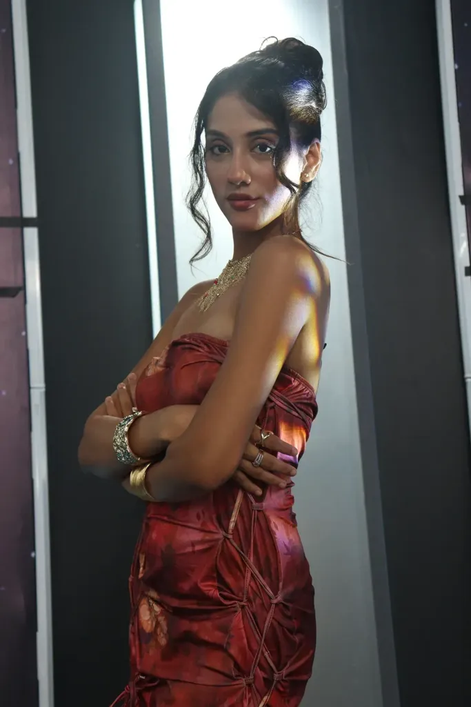 Maroon Floral Ruched Tube Neck Maxi Dress - Image 1