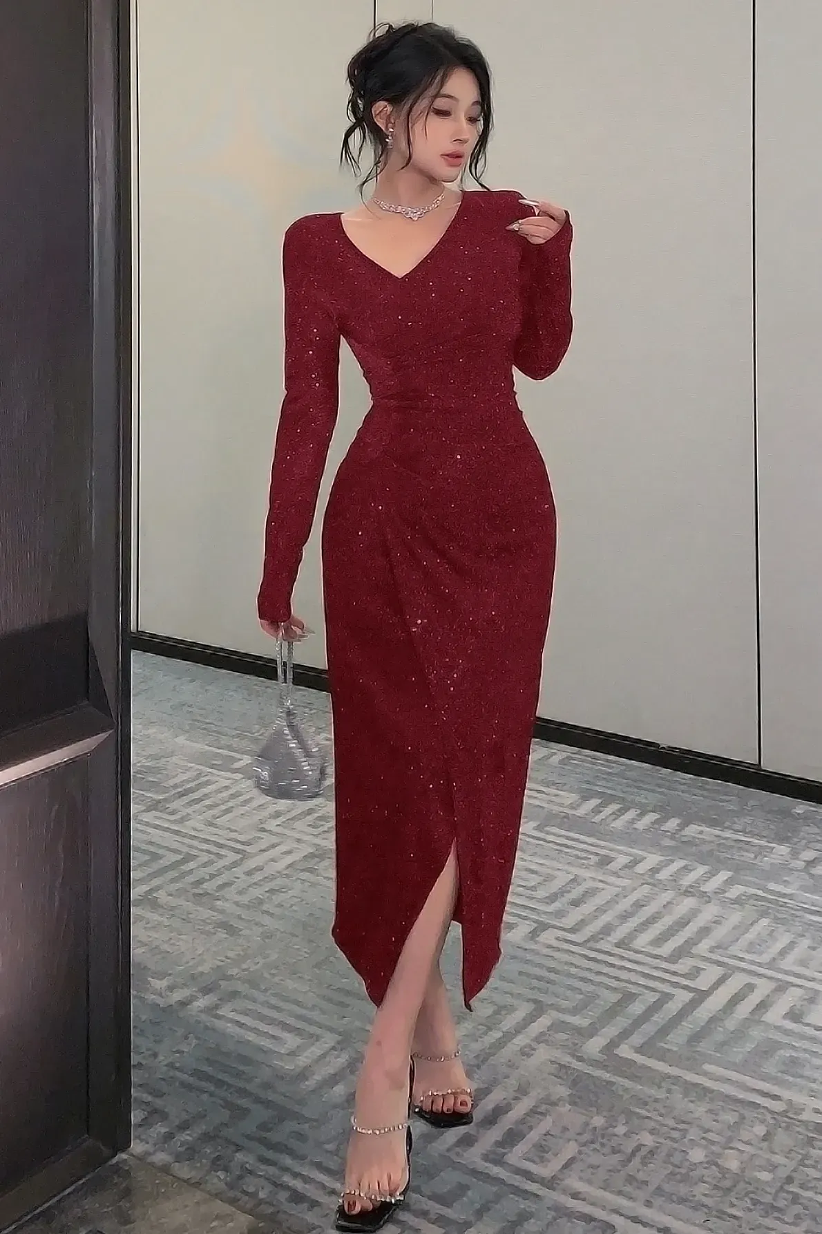 my new love glitter midi dress Sparkly White Dress Long Sleeve