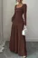 Brown Tiered Square Neck Maxi Dress