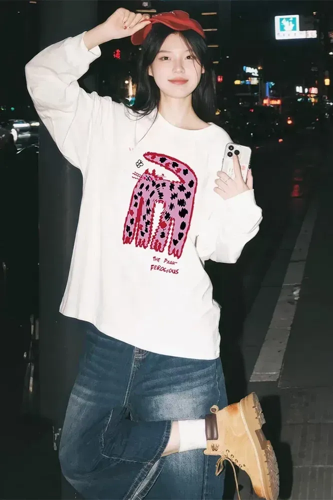 White Graphic Printed Oversized T-Shirt - Image 1