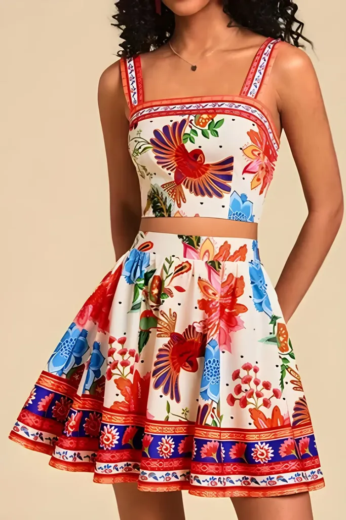 Multi-Color Floral Printed Co-Ord Set - Image 1
