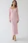 Light Pink Solid Ruched Midi Dress