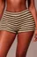 Dark Brown Mid-Rise Striped Crochet Shorts
