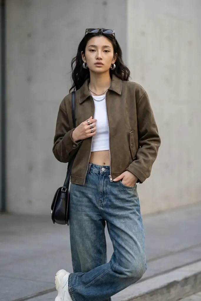 Dark Brown PU Solid Jacket - Image 1