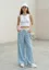 Light Blue Gingham Print Trousers