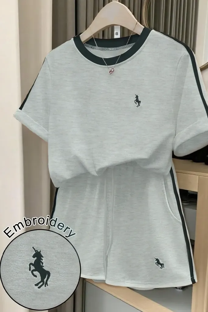 Light Grey Embroidered Co-Ord Set - Image 1