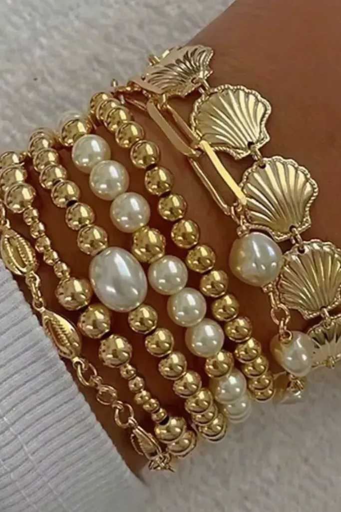 Golden Shell Set of 7 Bracelets - Image 1