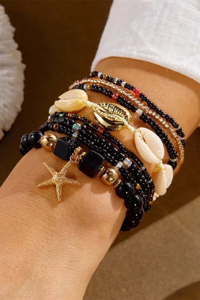 Black Beachy Set of 8 Bracelets - Image 1