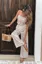Beige Striped Tube Neck Co-Ord Set