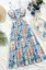 Blue Floral Cut Out Midi Dress