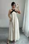 Off White Solid Backless Maxi Dress