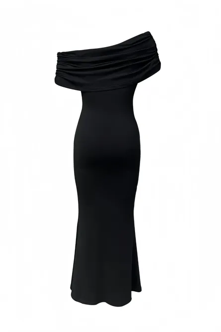 Black Embroidered Mermaid Maxi Dress - NEWME