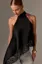 Black Solid Lace Halter Top