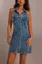 Blue Buttoned Halter Denim Dress