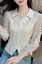Off White Embroidered Ruffled Shirt