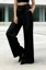 Black Solid High Rise Wrap Pants