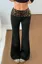 Black Low Rise Leopard Flare Pants
