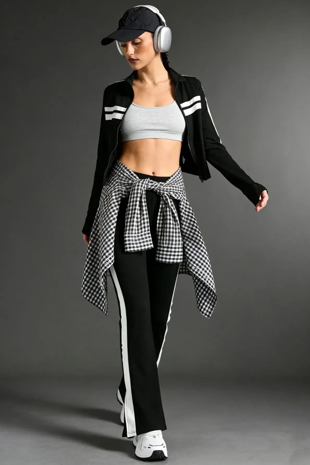 Black Solid Zip-Up Co-Ord Set