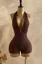 Dark Brown Cut-Out Halter Romper