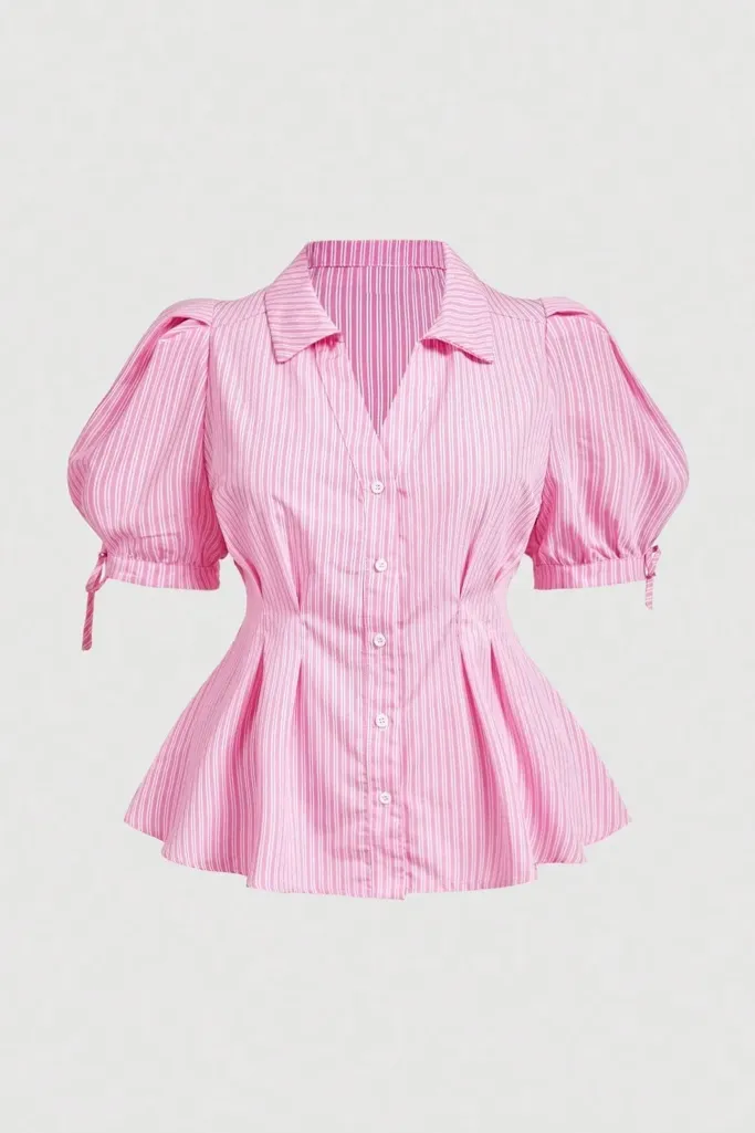 Light Pink Striped Buttoned Shirt - Image 1