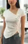 White Embroidered V-Neck Top