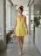 Light Yellow Sqauare Neck Mini Dress