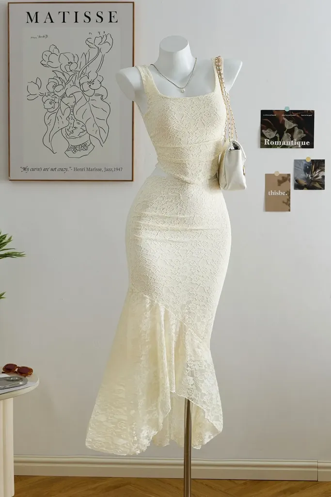 Light Yellow Lace Co-Ord Set - Image 1