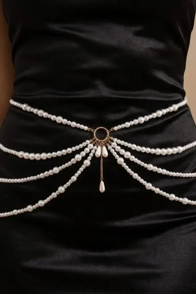 White Pearl Elegance Body Chain - Image 1