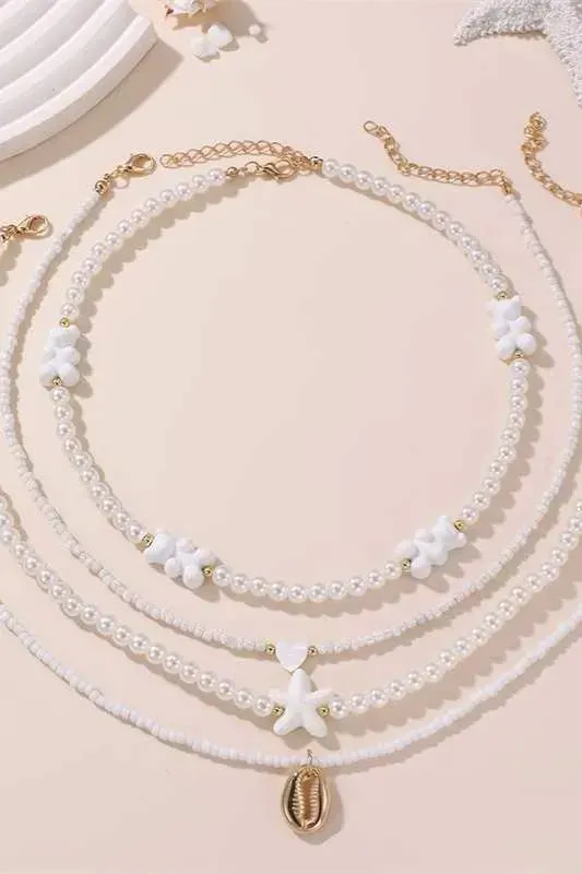 White Beachy Set Of 3 Necklaces - Image 1