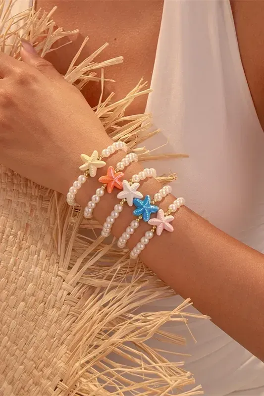 Multicolor Starfish Set Of 5 Bracelets - Image 1