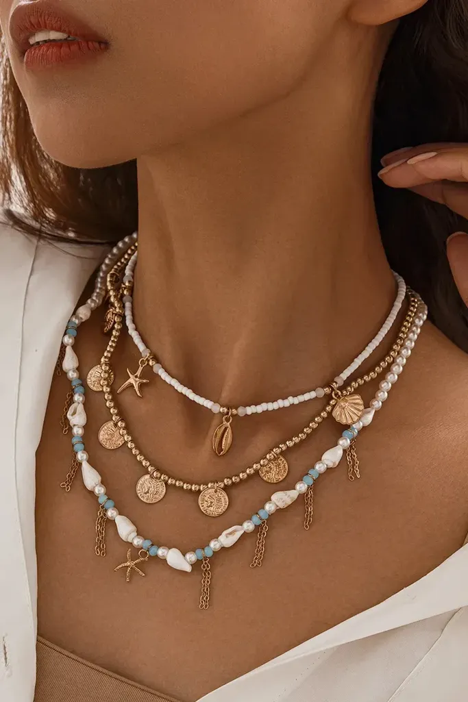 White Marine Set Of 3 Necklace - Image 1