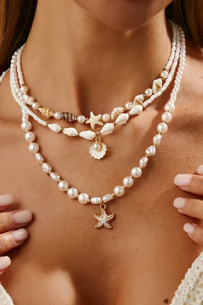 White Ocean Set Of 3 Necklace - Image 1