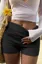 Black Solid Mid Rise Shorts