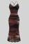 Brown Abstract Cowl Neck Midi Dress