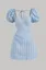 Light Blue Plaid Puff Sleeves Mini Dress