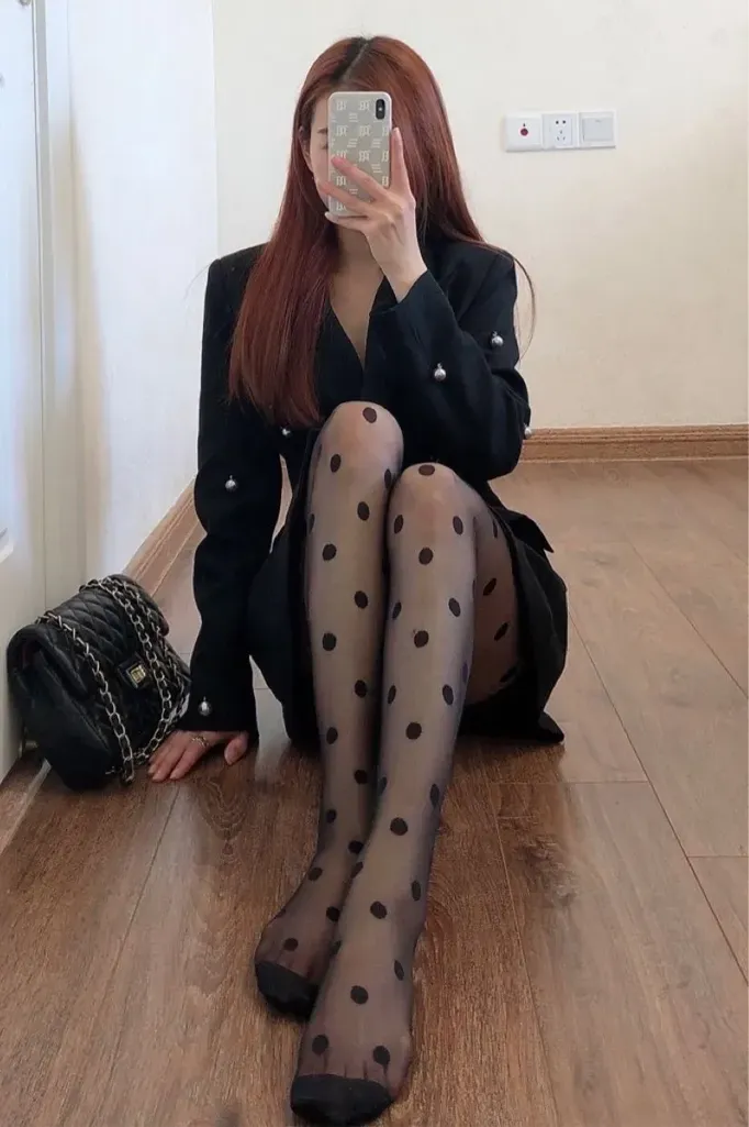 Black Polka Dot Stockings - Image 1