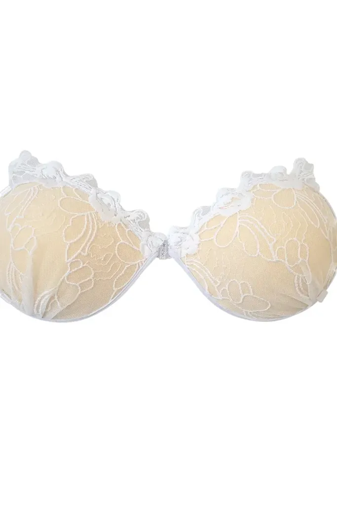White Lace Sweetheart Stick-On-Bra - Image 1