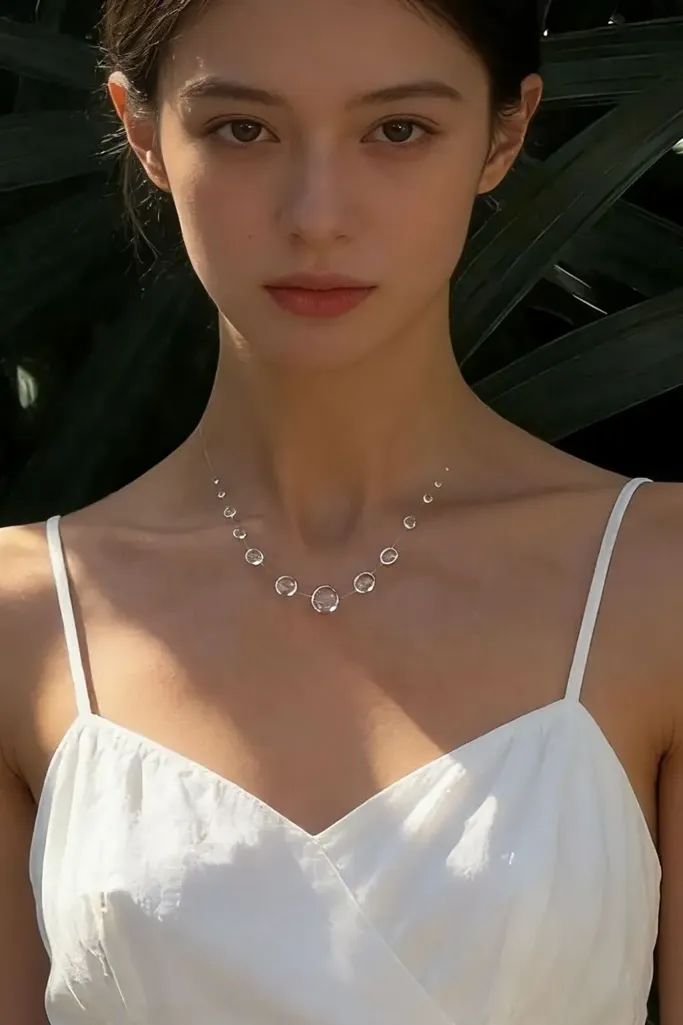 White Glass Drop Necklace - Image 1