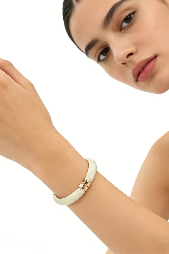 Cream Elegance Bangle Bracelet - Image 1