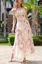 Beige Floral Tiered Maxi Dress