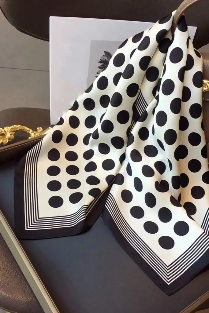 White Polka Dotted Scarf - Image 1