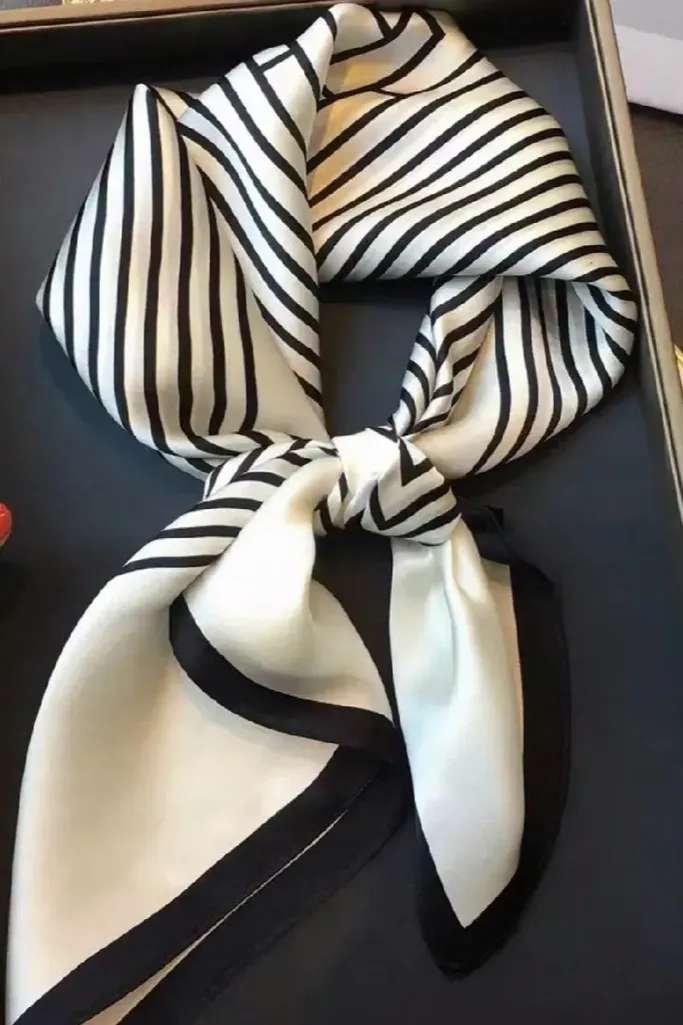 White Striped Elegant Scarf - Image 1
