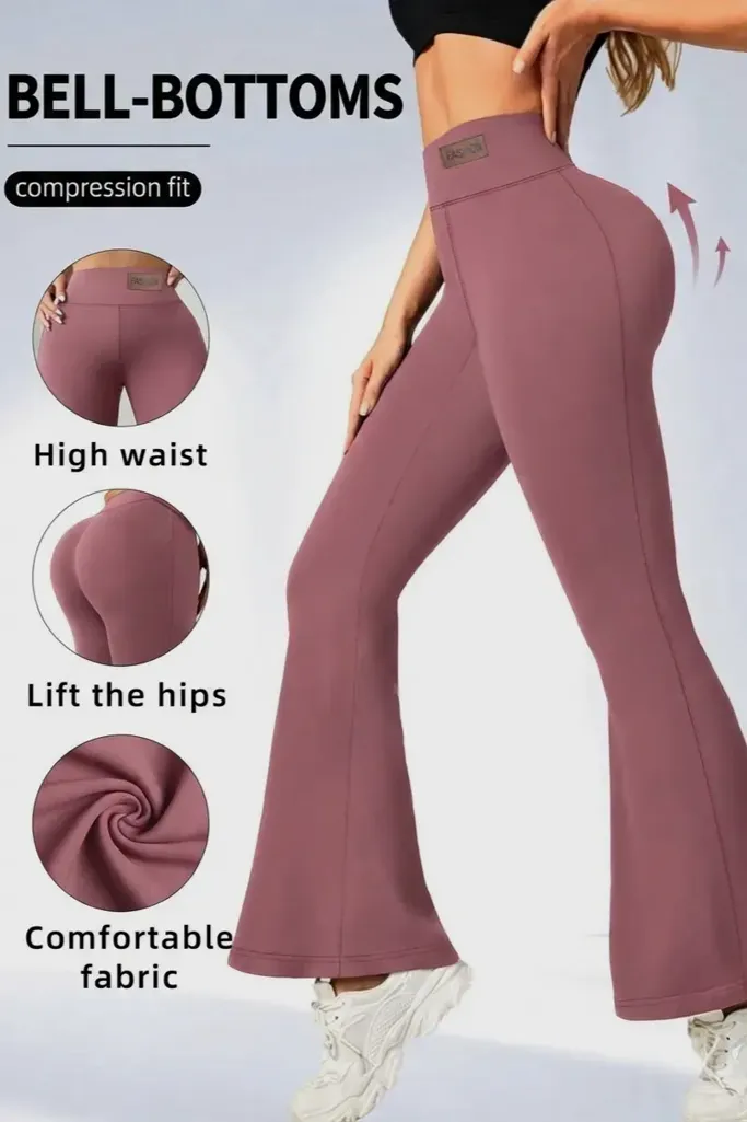 Mauve High Rise Bootcut Leggings - Image 1
